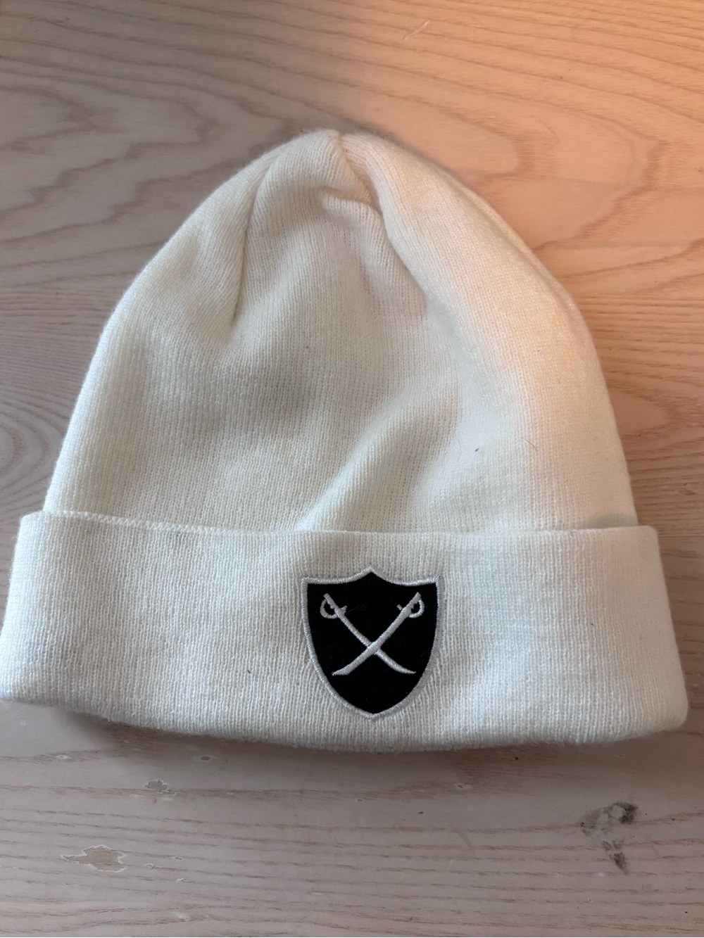 The Hundreds White Beanie with Black Crest Patch